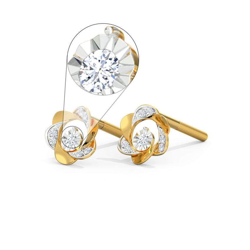 Whirl Miracle Plate Diamond Stud Earrings