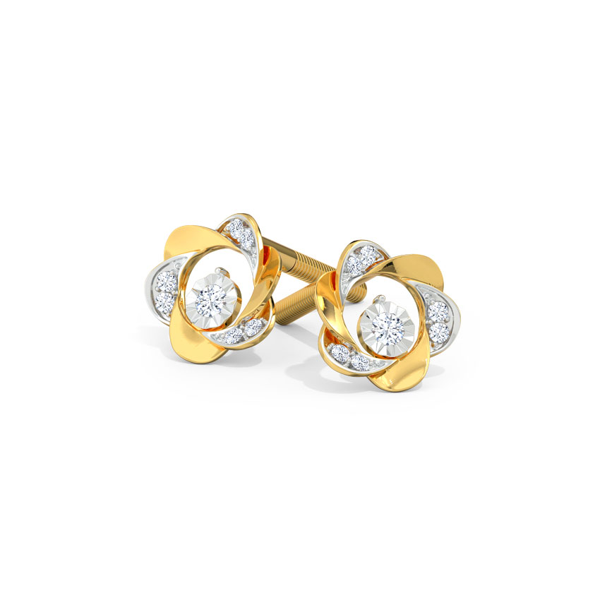 Whirl Miracle Plate Diamond Stud Earrings