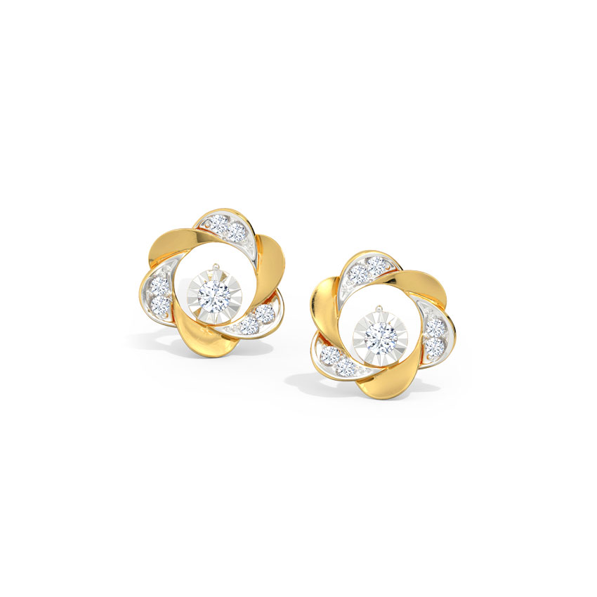 Whirl Miracle Plate Diamond Stud Earrings