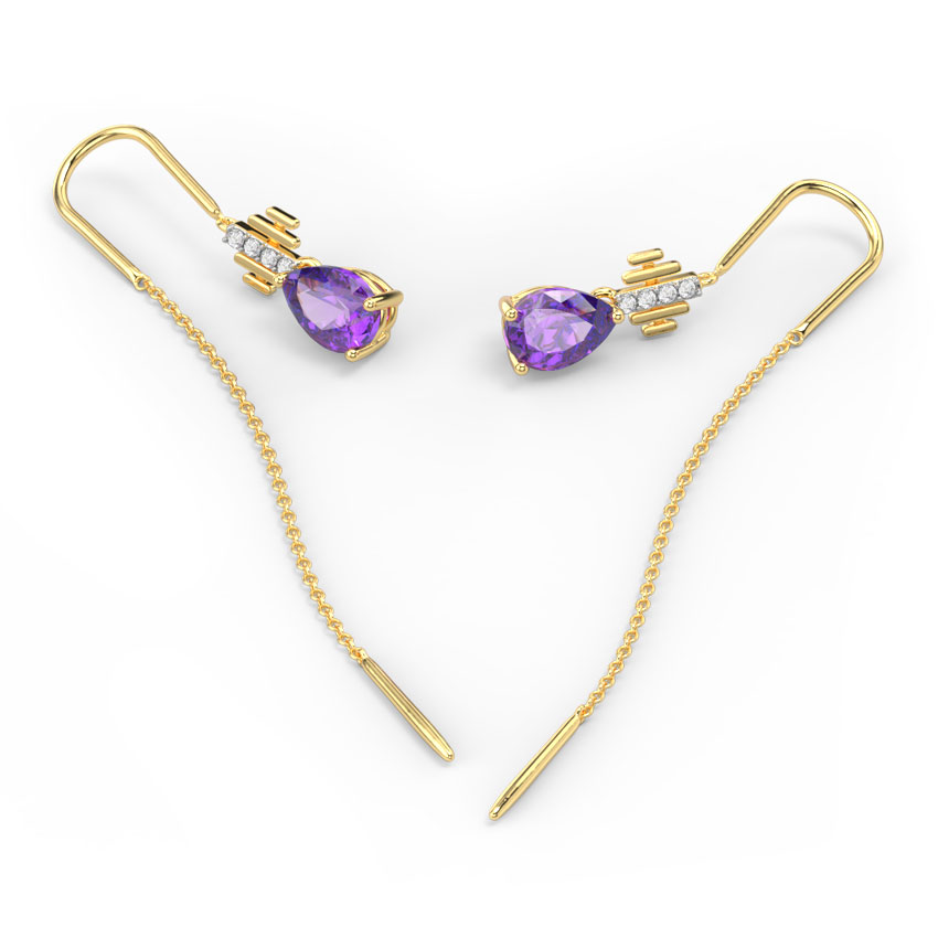 Amethyst Drop Gemstone Sui Dhaga Earrings