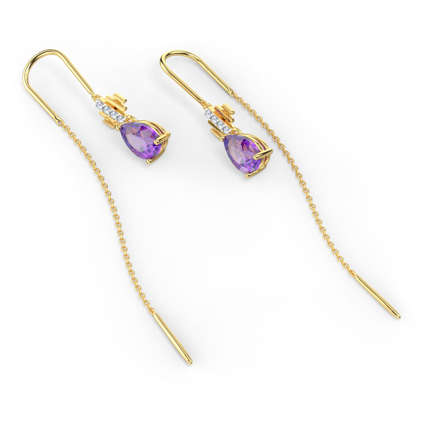 Amethyst Drop Gemstone Sui Dhaga Earrings