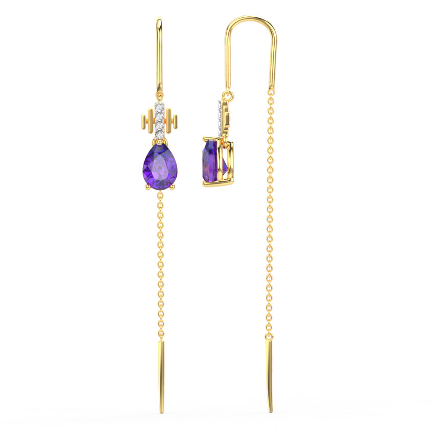 Amethyst Drop Gemstone Sui Dhaga Earrings