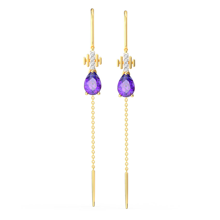 Amethyst Drop Gemstone Sui Dhaga Earrings