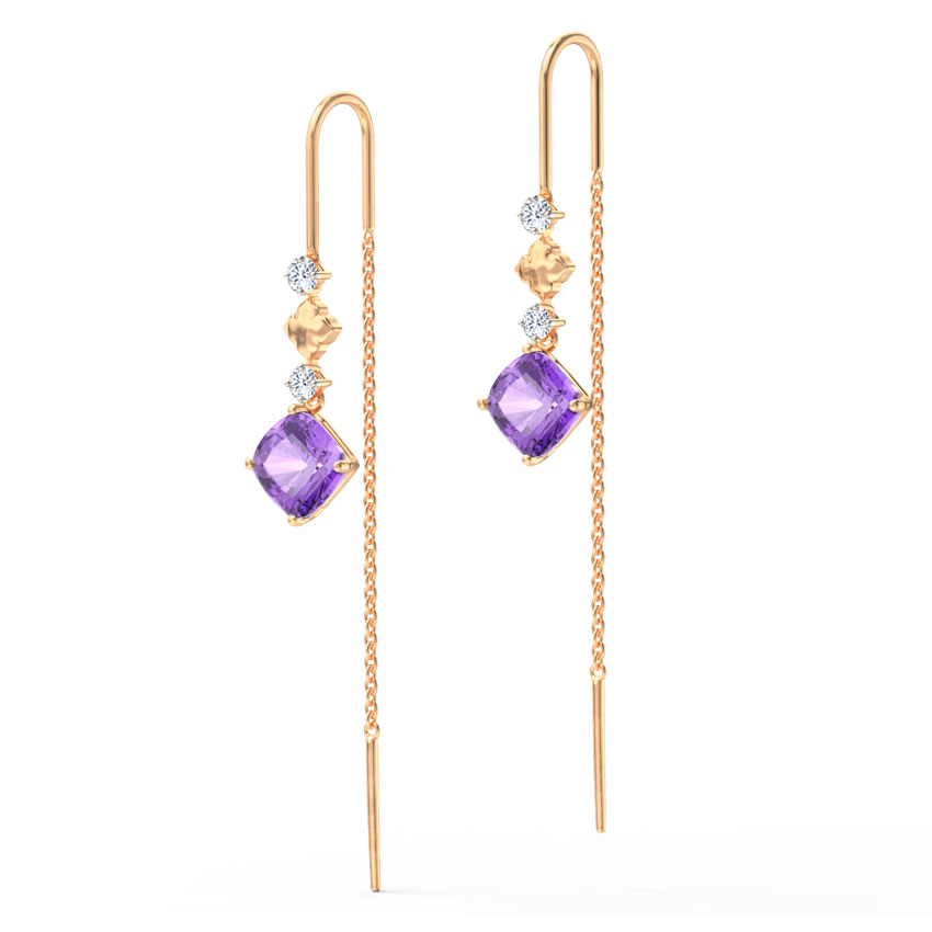 Lilac Gemstone Sui Dhaga Earrings Lilac Gemstone Sui Dhaga Earrings