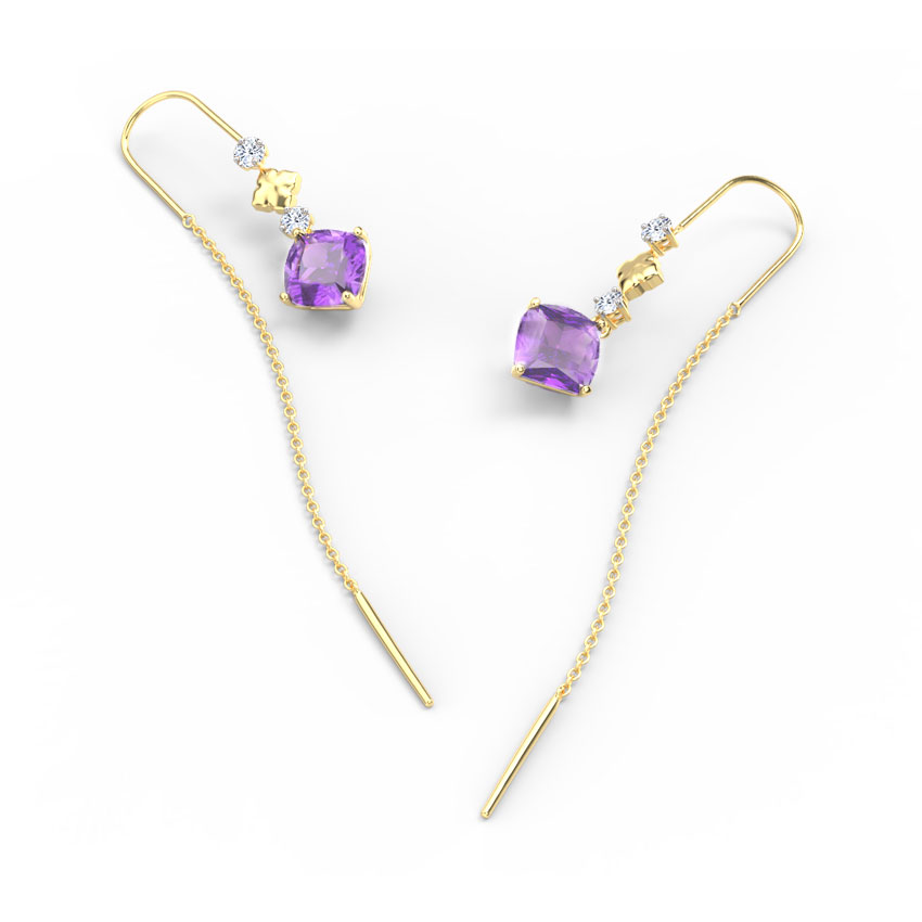Lilac Gemstone Sui Dhaga Earrings Lilac Gemstone Sui Dhaga Earrings