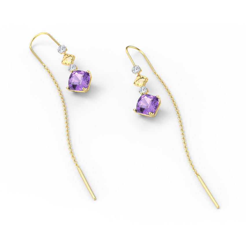Lilac Gemstone Sui Dhaga Earrings Lilac Gemstone Sui Dhaga Earrings