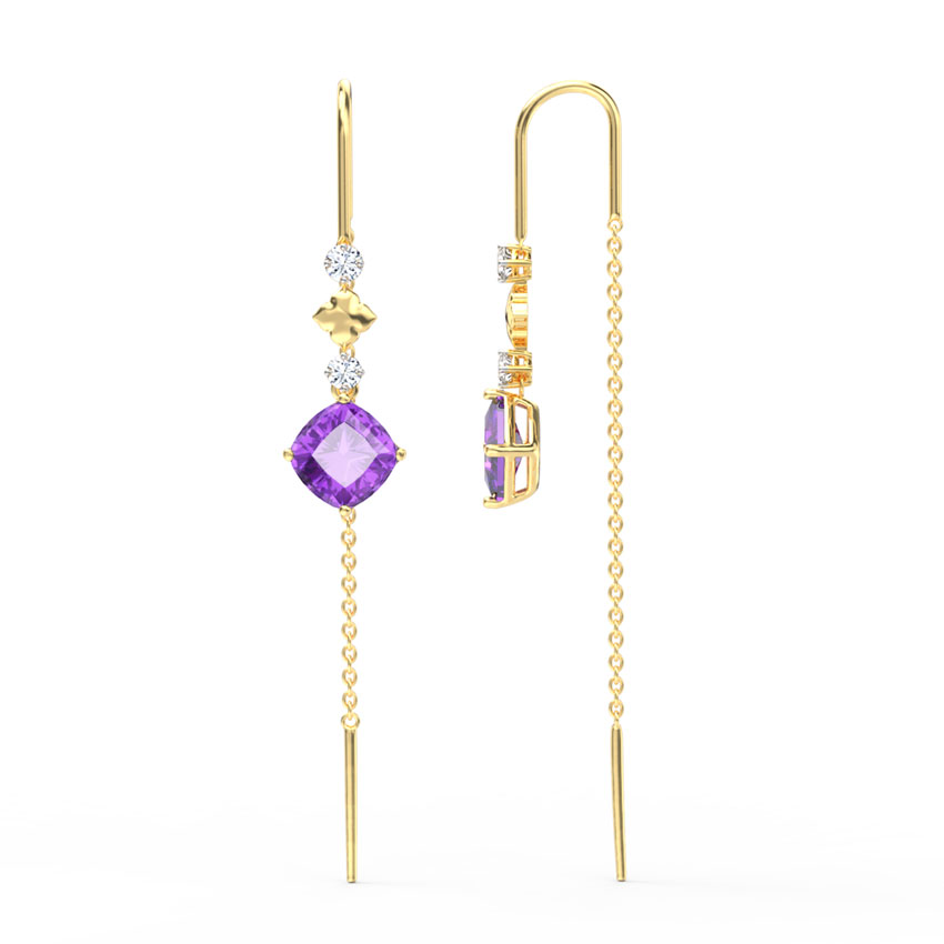 Lilac Gemstone Sui Dhaga Earrings Lilac Gemstone Sui Dhaga Earrings