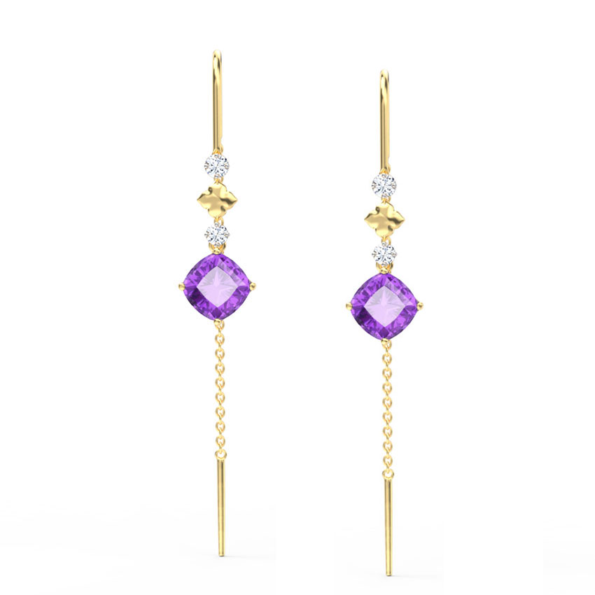 Lilac Gemstone Sui Dhaga Earrings Lilac Gemstone Sui Dhaga Earrings