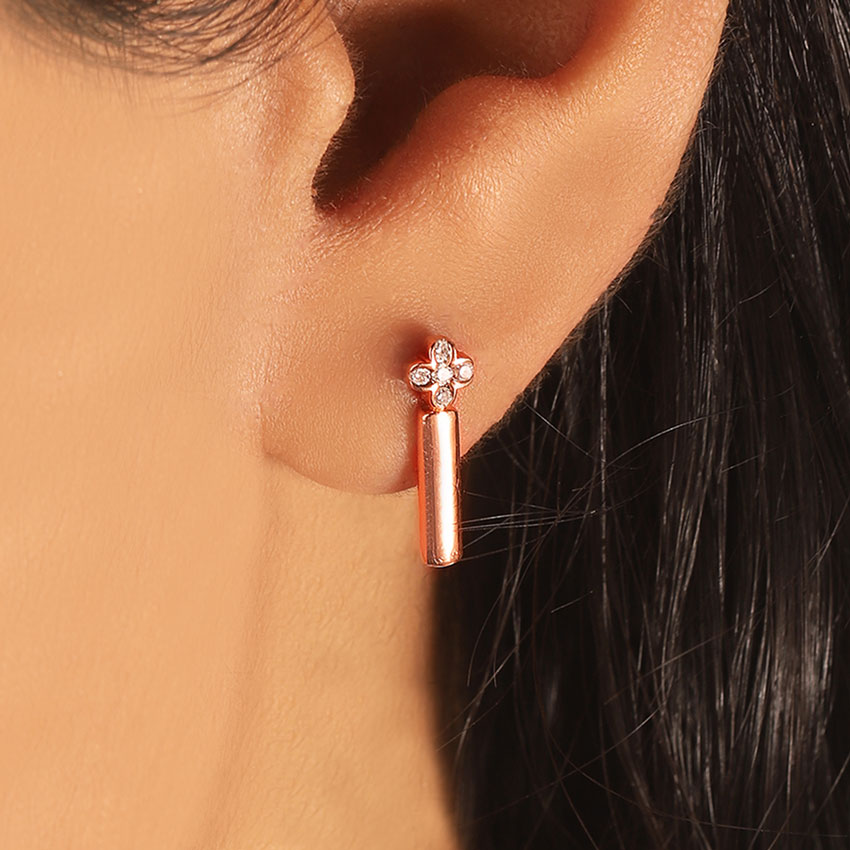 Floret Linear Diamond Drop Earrings