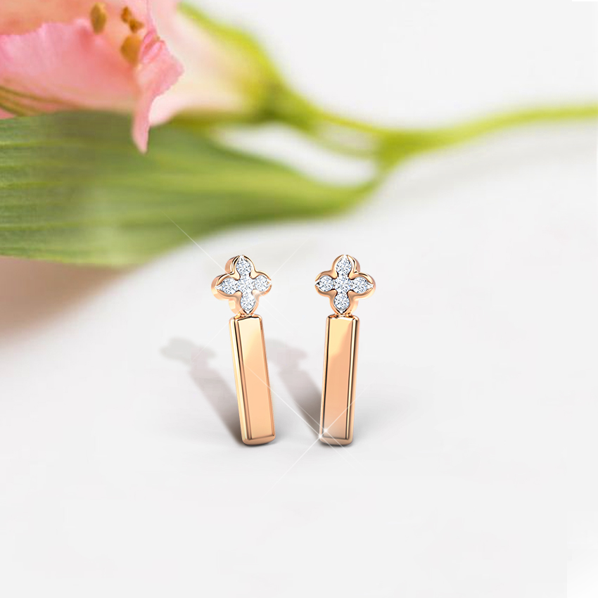 Floret Linear Diamond Drop Earrings