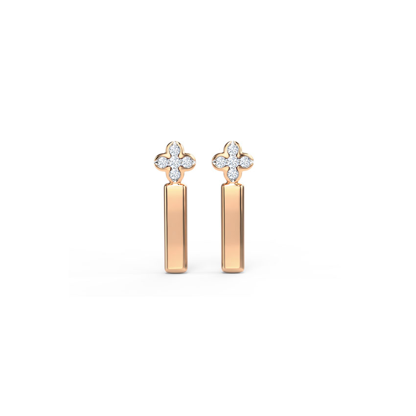 Floret Linear Diamond Drop Earrings