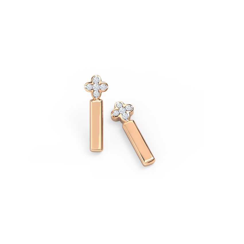 Floret Linear Diamond Drop Earrings