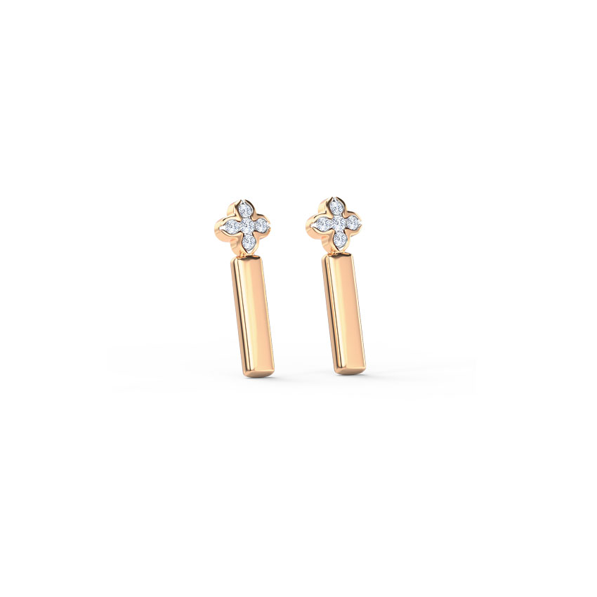 Floret Linear Diamond Drop Earrings