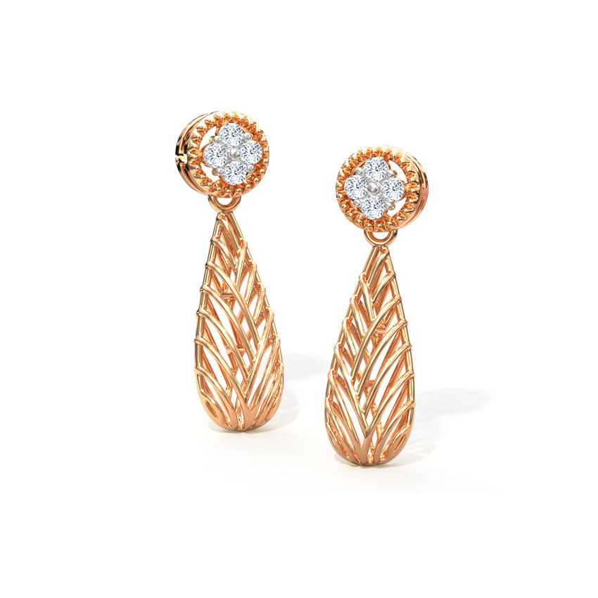 Diamond Earrings 14 Karat Rose Gold Leila Cluster Diamond Drop Earrings