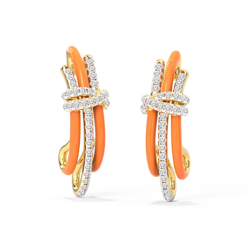 Diamond Earrings 18 Karat Yellow Gold Divisha Diamond Hoop Earrings