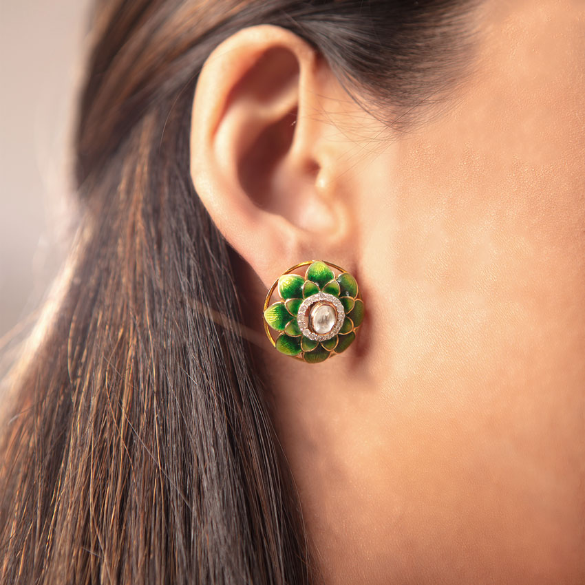 Blooming Verdant Gemstone Stud Earrings
