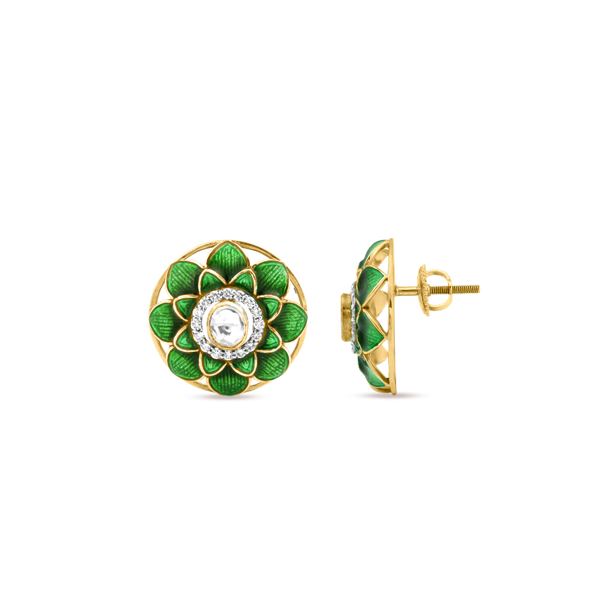 Blooming Verdant Gemstone Stud Earrings