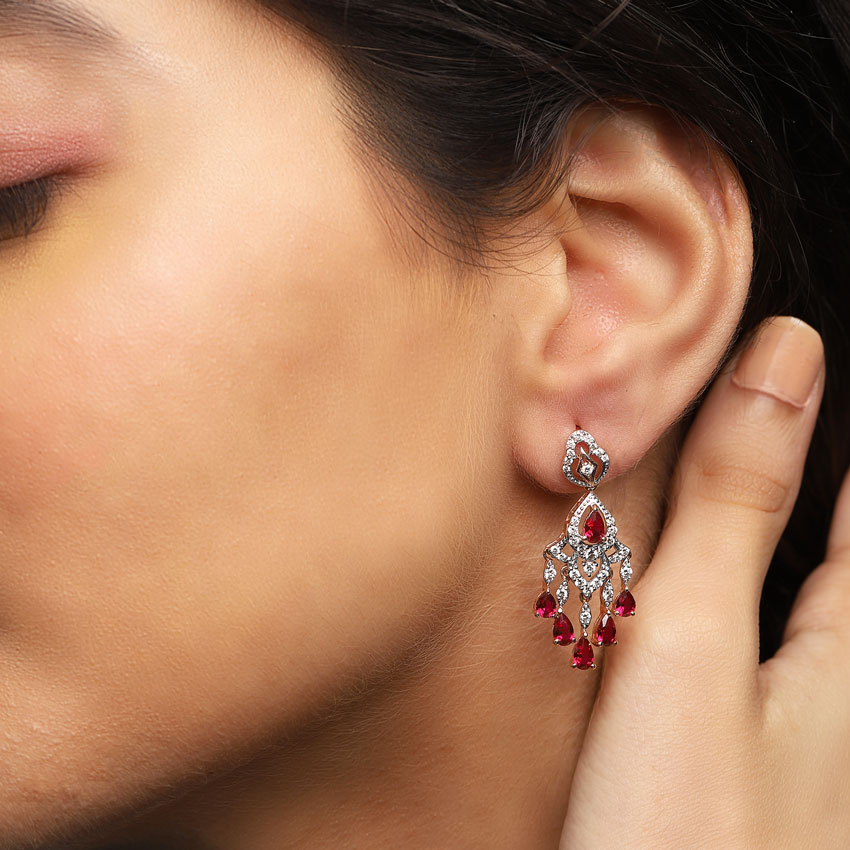 Vintage Scarlet Gemstone Drop Earrings Vintage Scarlet Gemstone Drop Earrings
