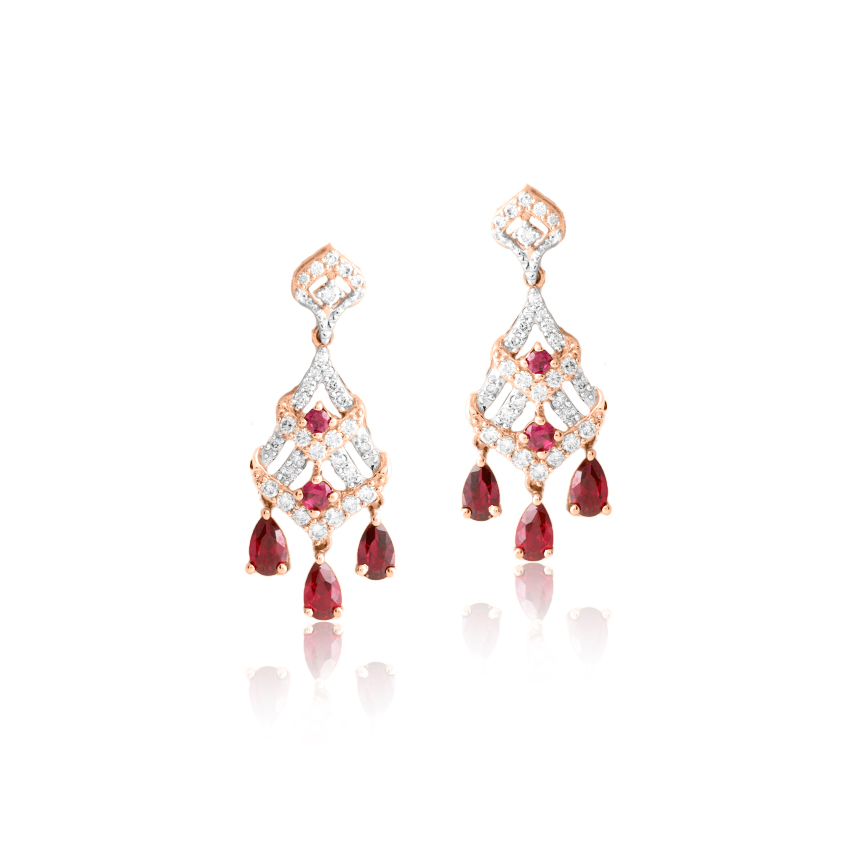 Diamond,Gemstone Earrings 18 Karat Yellow Gold Shayna Dazzle Gemstone Drop Earrings