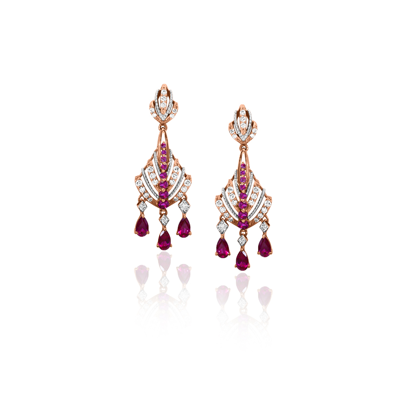 Diamond,Gemstone Earrings 18 Karat Rose Gold Amara Graceful Gemstone Drop Earrings