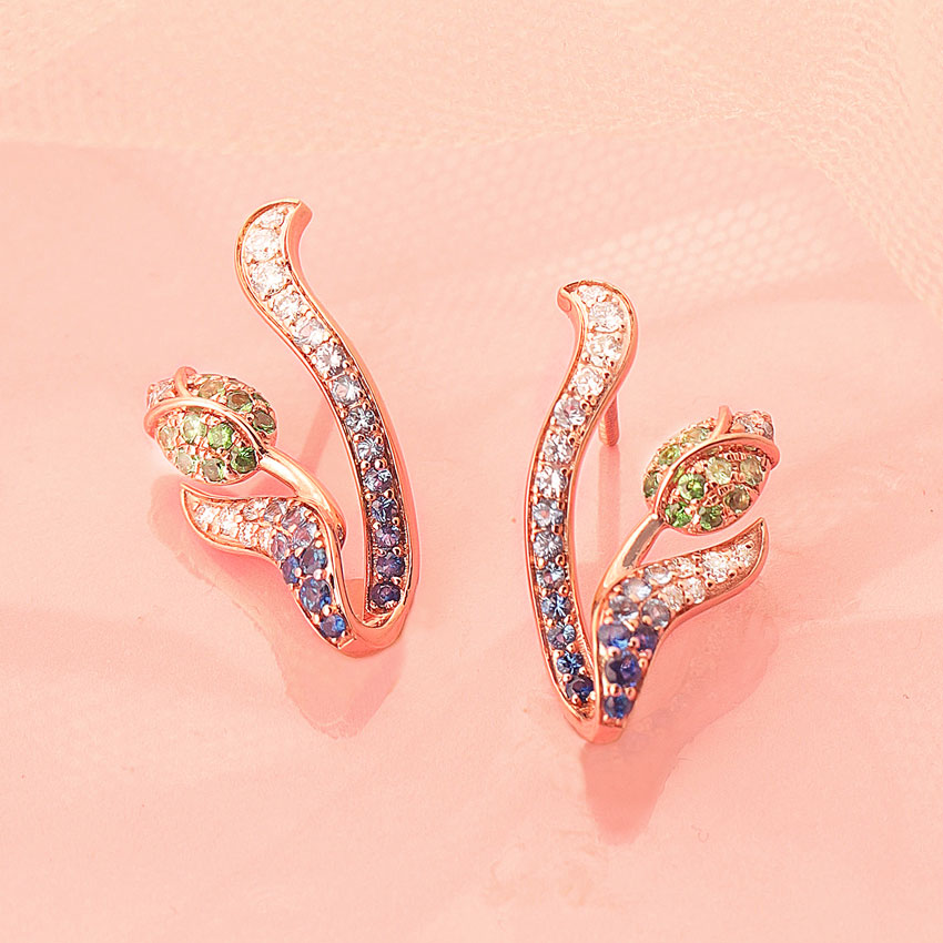 Tulip Duo Gemstone Stud Earrings