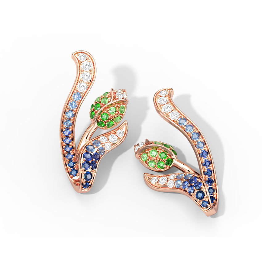 Tulip Duo Gemstone Stud Earrings