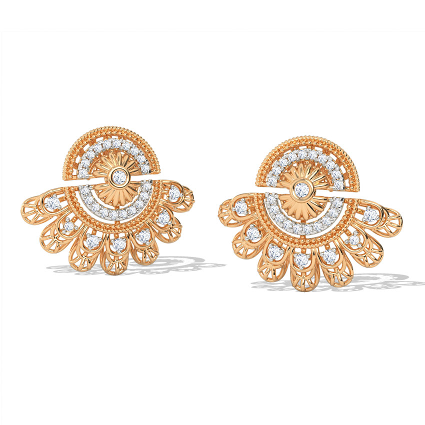 Diamond Earrings 18 Karat Rose Gold Cori Intricate Diamond Stud Earrings