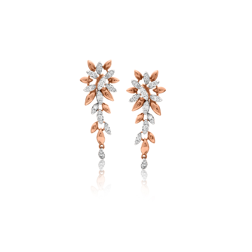 Diamond Earrings 14 Karat Rose Gold Amara Graceful Diamond Drop Earrings