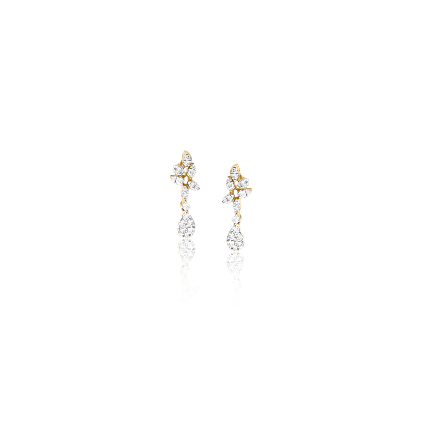 Diamond Earrings 18 Karat Yellow Gold Sprinkle Diamond Drop Earrings