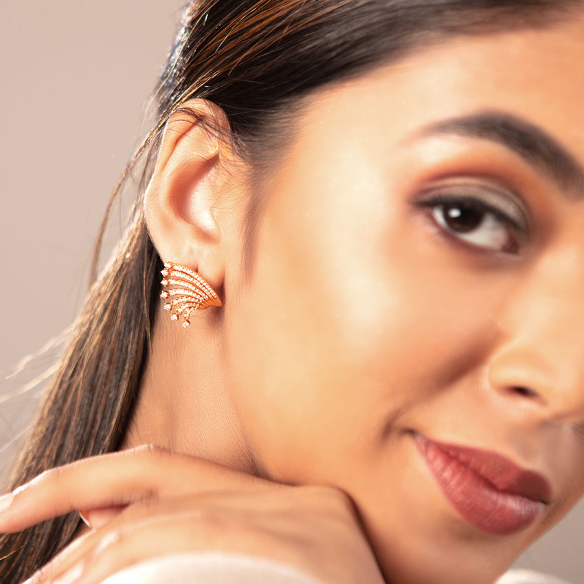 Wave Diamond Hoop Earrings