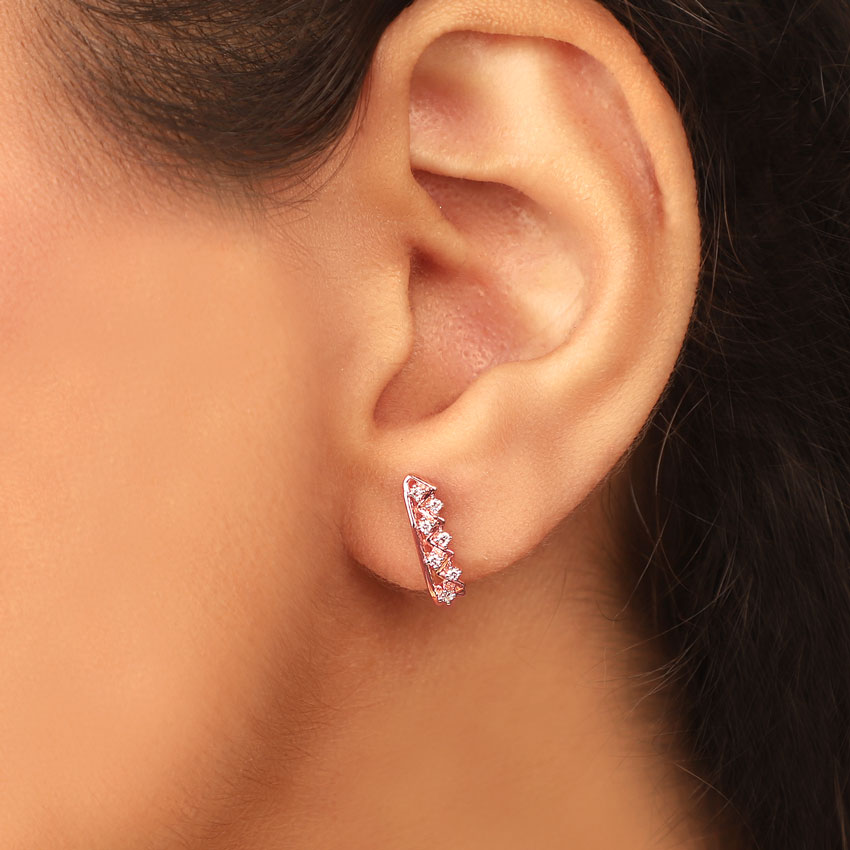 Diamond Earrings 14 Karat Rose Gold Becca Linear Diamond Hoop Earrings