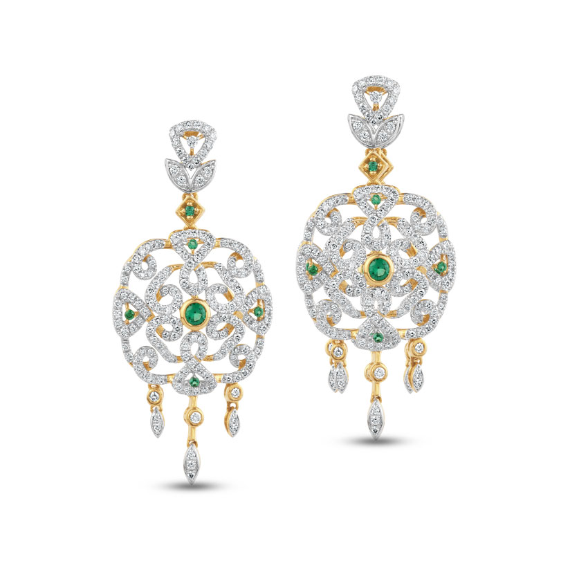 Diamond,Gemstone Earrings 18 Karat Yellow Gold Shirin Gemstone Drop Earrings