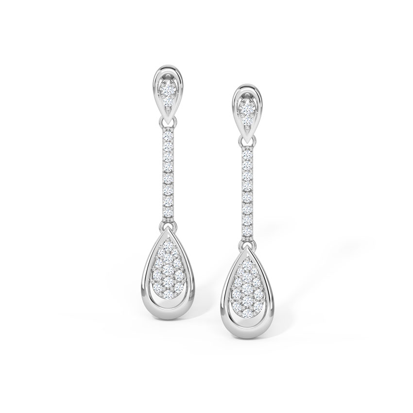 Diamond Earrings 18 Karat White Gold Luna Diamond Drop Earrings