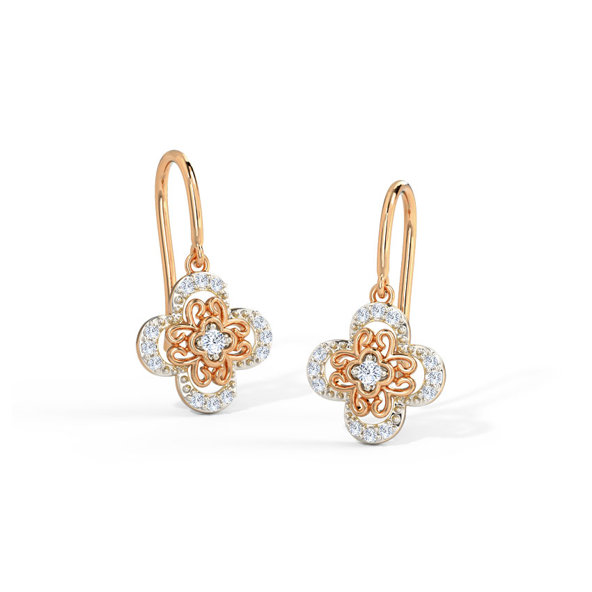 Diamond Earrings 14 Karat Rose Gold Autumn Diamond Drop Earrings