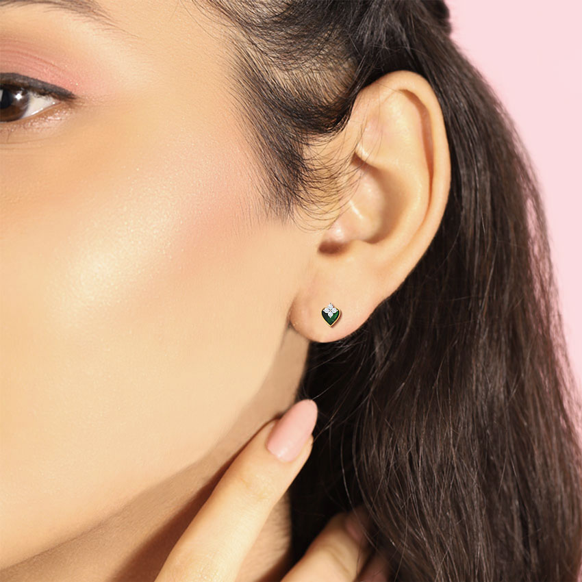Pretty Green Diamond Stud Earrings