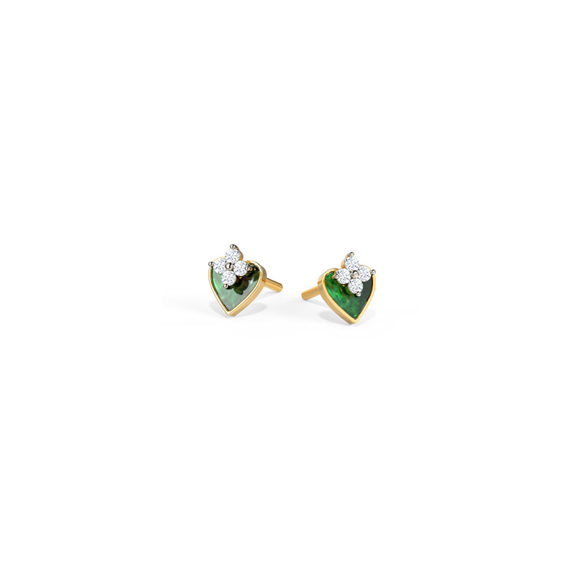 Pretty Green Diamond Stud Earrings