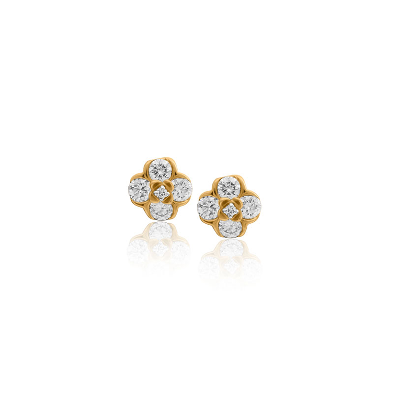 Diamond Earrings 18 Karat Yellow Gold Alina Cute Diamond Stud Earrings