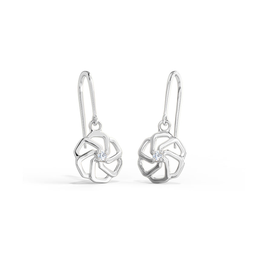 Cara Floret Platinum Drop Earrings