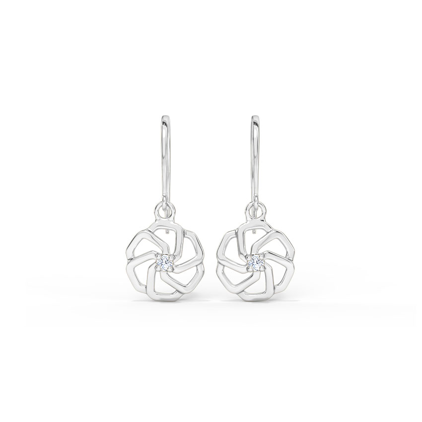 Cara Floret Platinum Drop Earrings