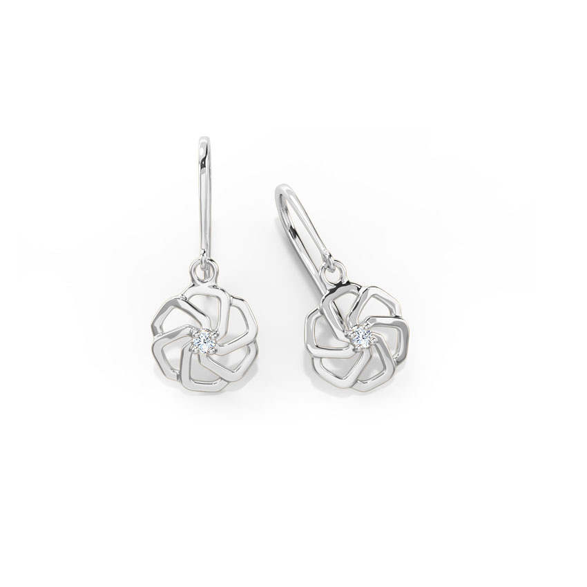 Cara Floret Platinum Drop Earrings