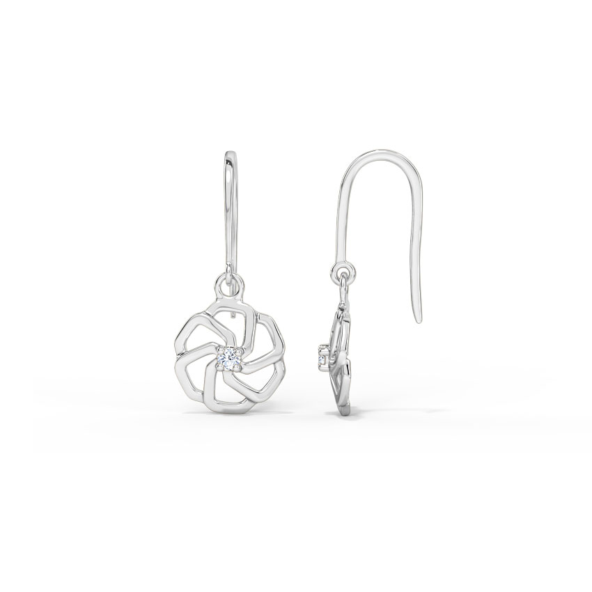 Cara Floret Platinum Drop Earrings