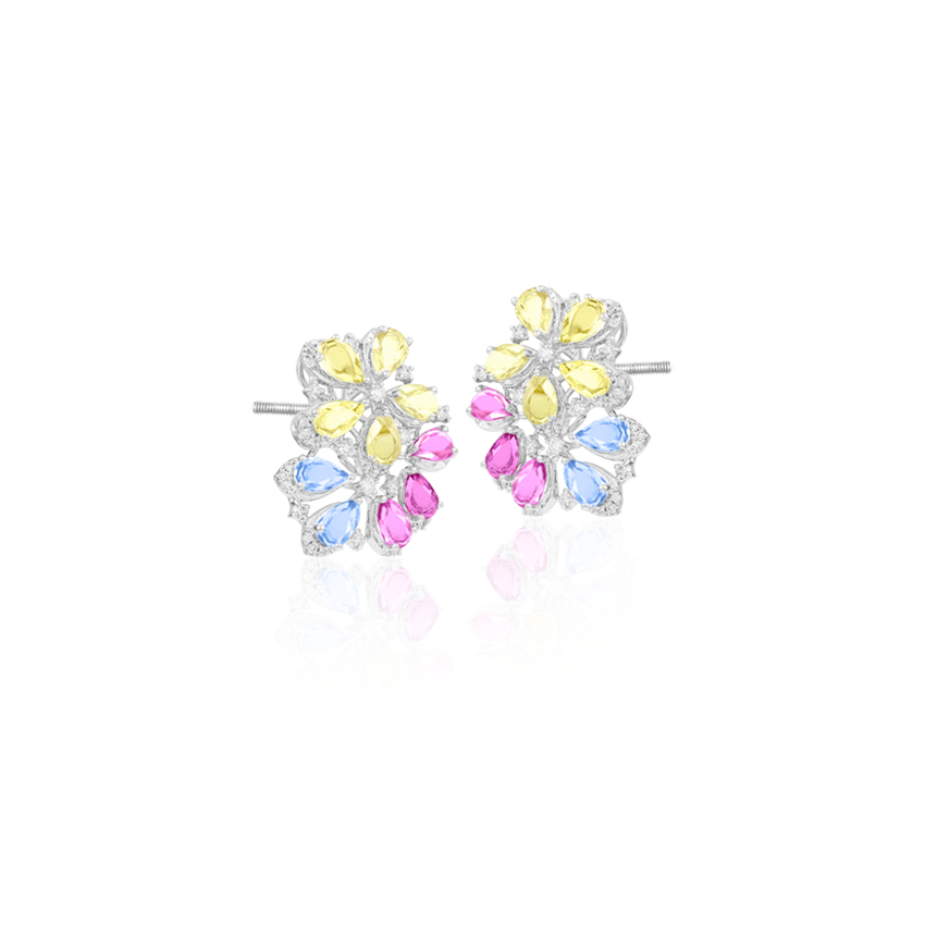 Drishti Floweret Gemstone Stud Earrings