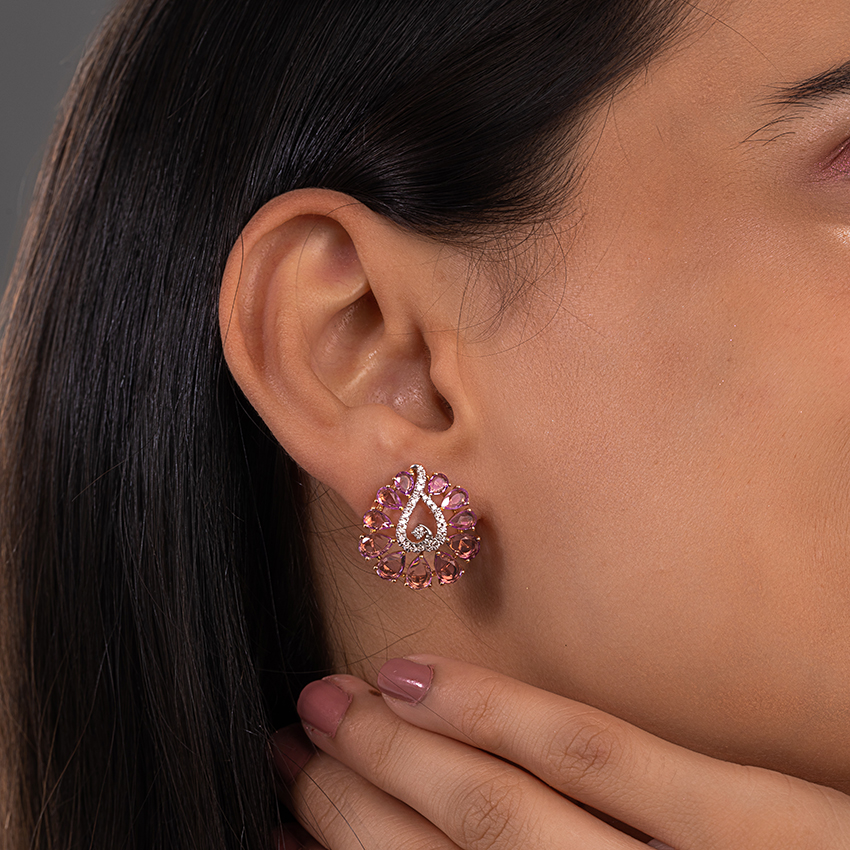 Tripti Bloom Gemstone Stud Earrings