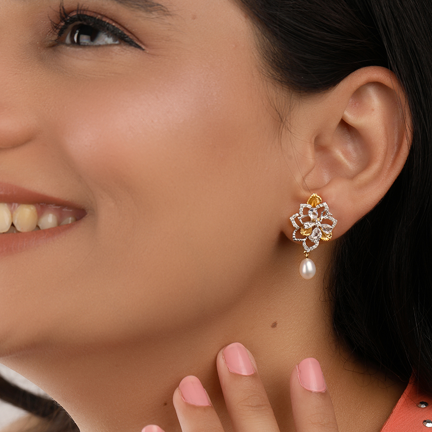 Floret Pearl Drop Earrings