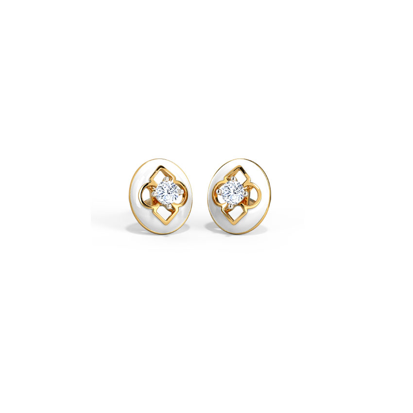 Diamond Earrings 14 Karat Yellow Gold Florid Diamond Stud Earrings