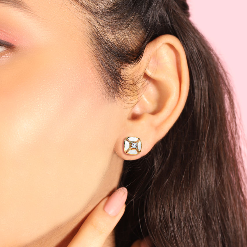 Elegant Quad Diamond Stud Earrings