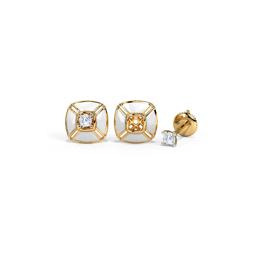 Elegant Quad Diamond Stud Earrings