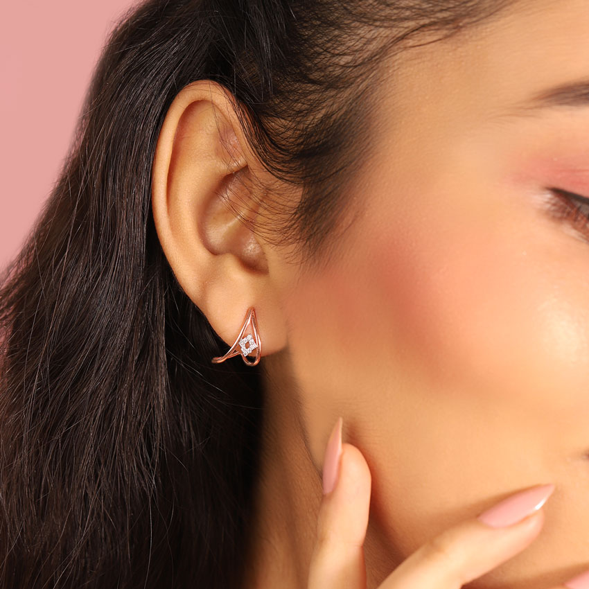 Diamond Earrings 14 Karat Rose Gold Stark Diamond Hoop Earrings