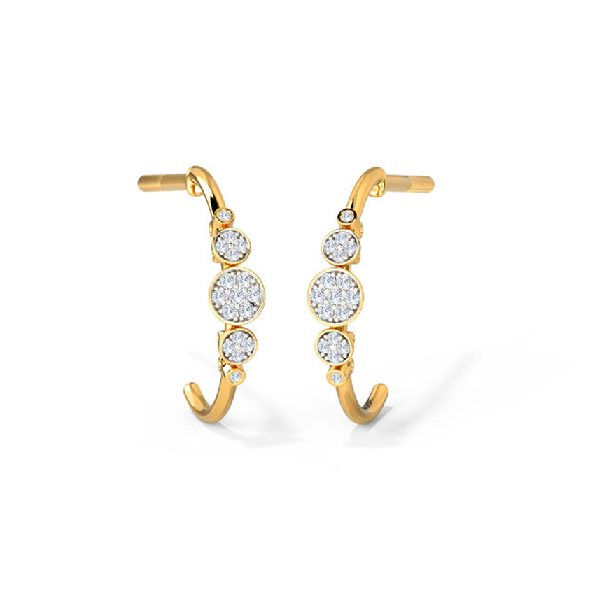 Diamond Earrings 14 Karat Yellow Gold Trine Diamond Hoop Earrings