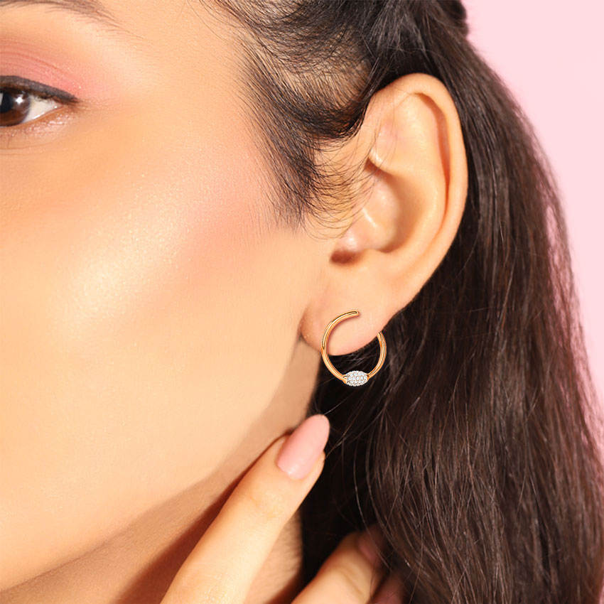 Delicate Orb Diamond Hoop Earrings